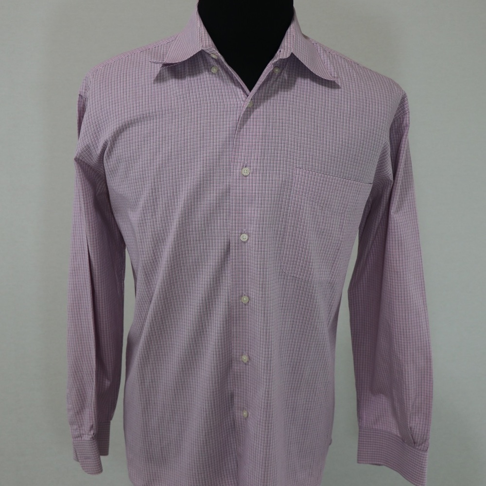 Alan Flusser Purple-Pink-Red Striped LS Size Large